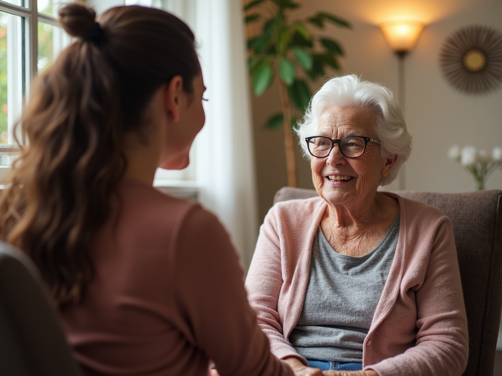 Volunteer connecting with a senior citizen