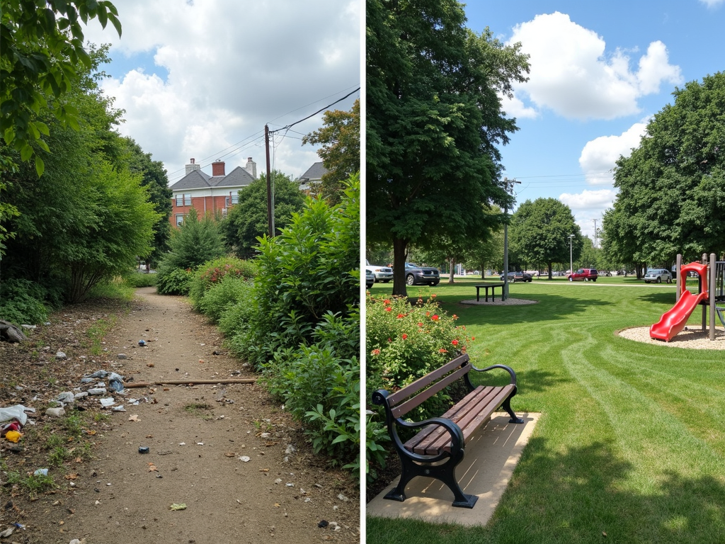 Transformation of a community park through volunteer work.