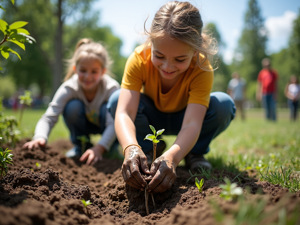 Volunteers planting trees
