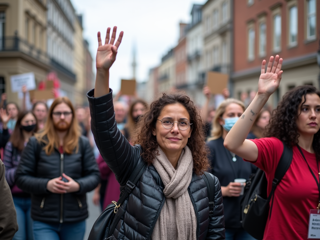 A protest held by volunteers advocating for social justice.