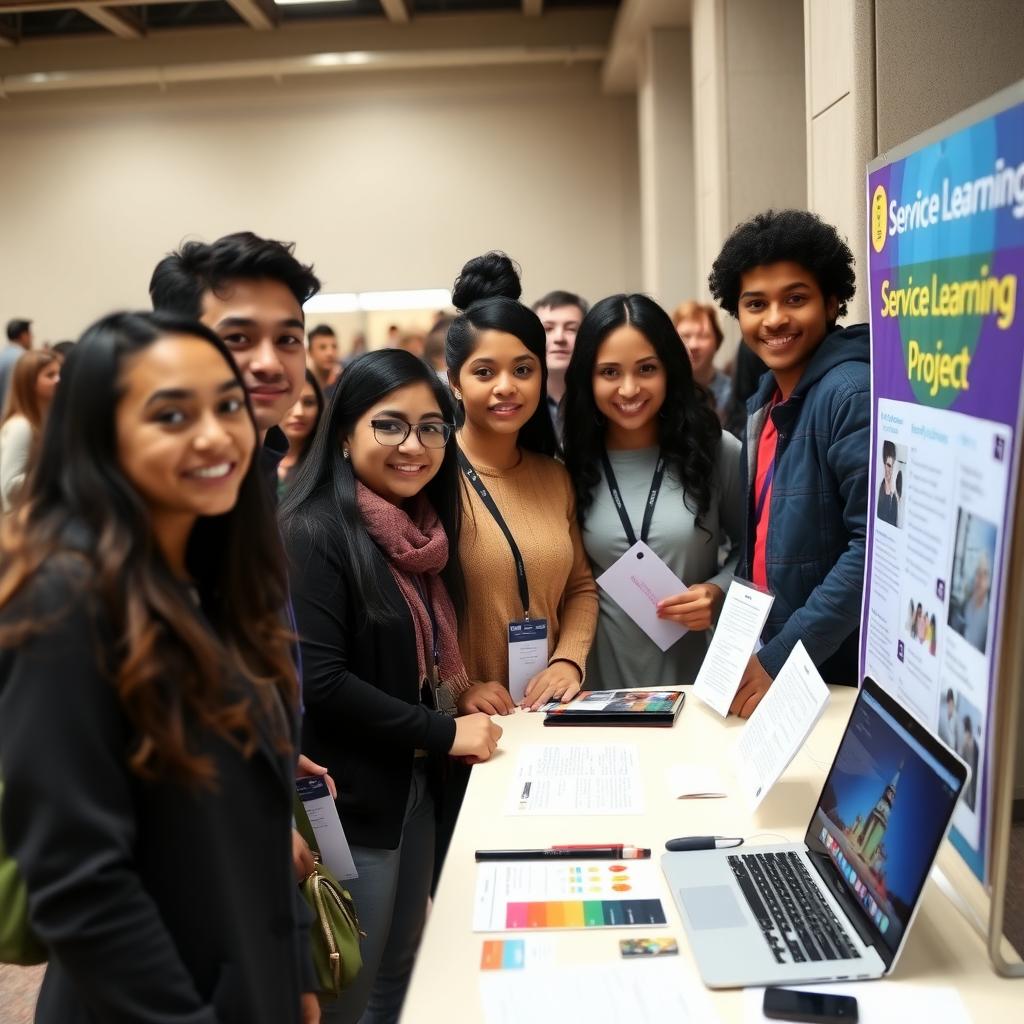 Students showcasing their service learning project at a university fair