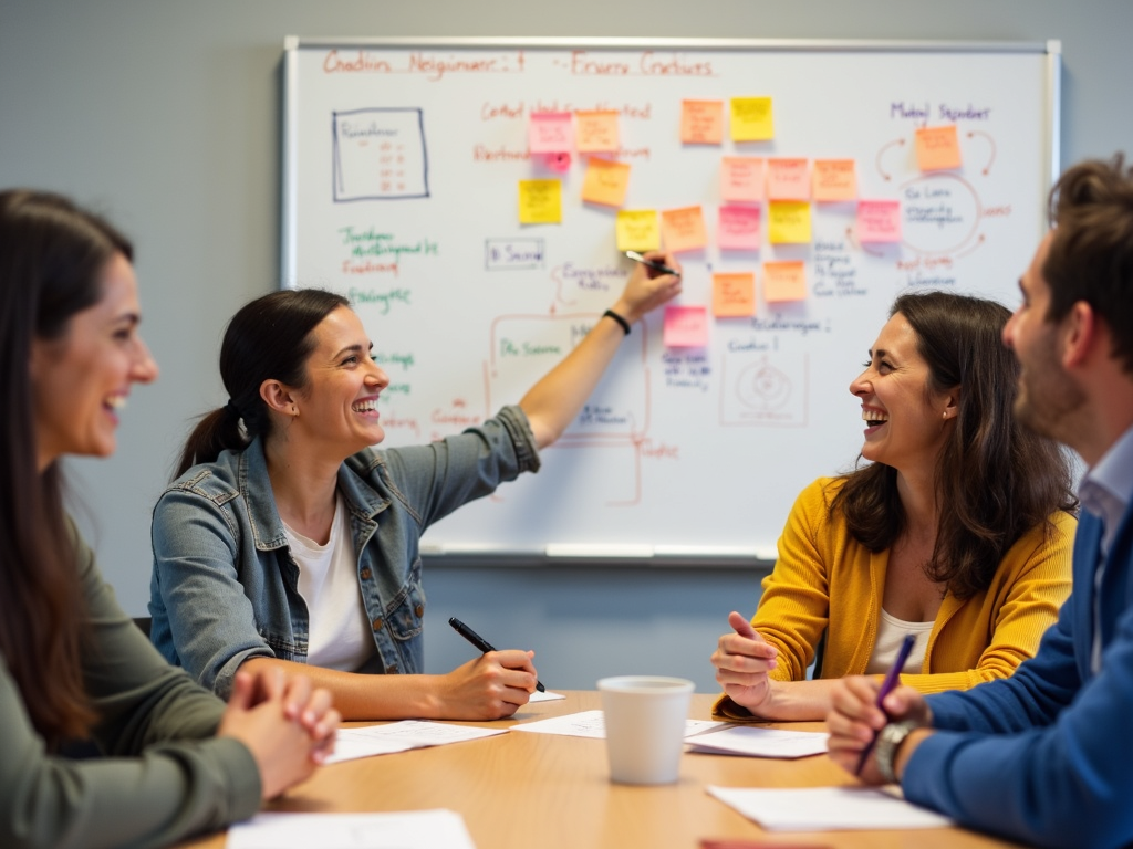 Volunteers brainstorming together