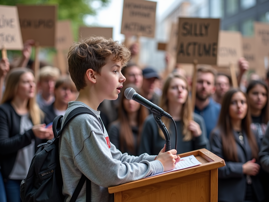 Youth activist at climate rally