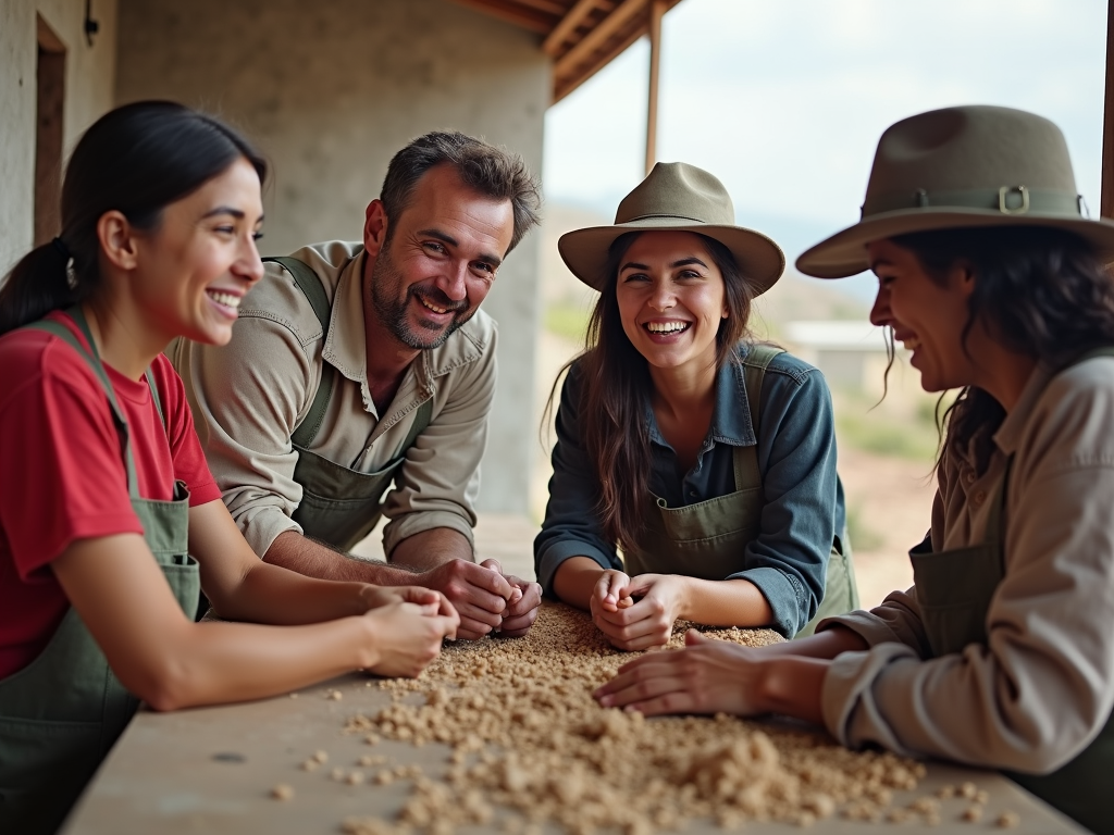 Volunteers building a community center in Peru