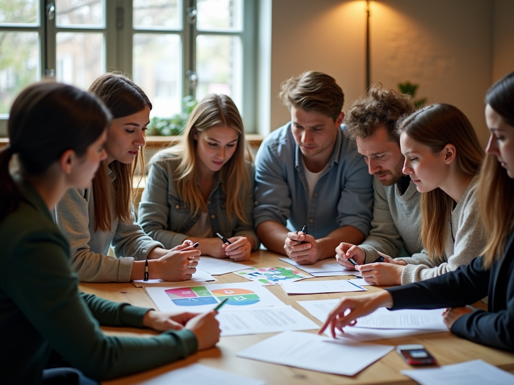 A volunteer team brainstorming session.