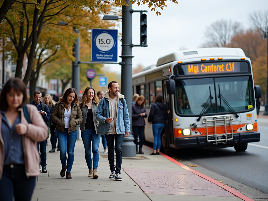 People using a new bus stop after advocacy.