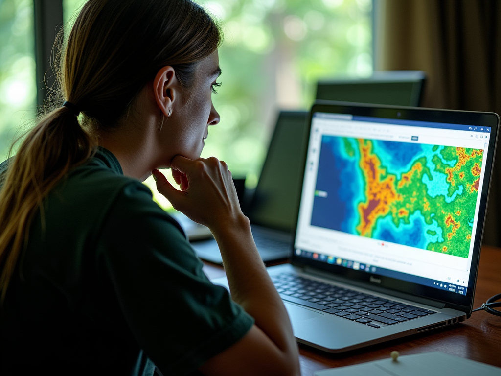 Volunteer analyzing environmental data.
