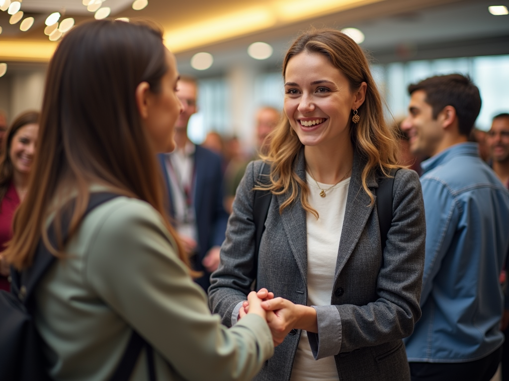 Student networking while volunteering