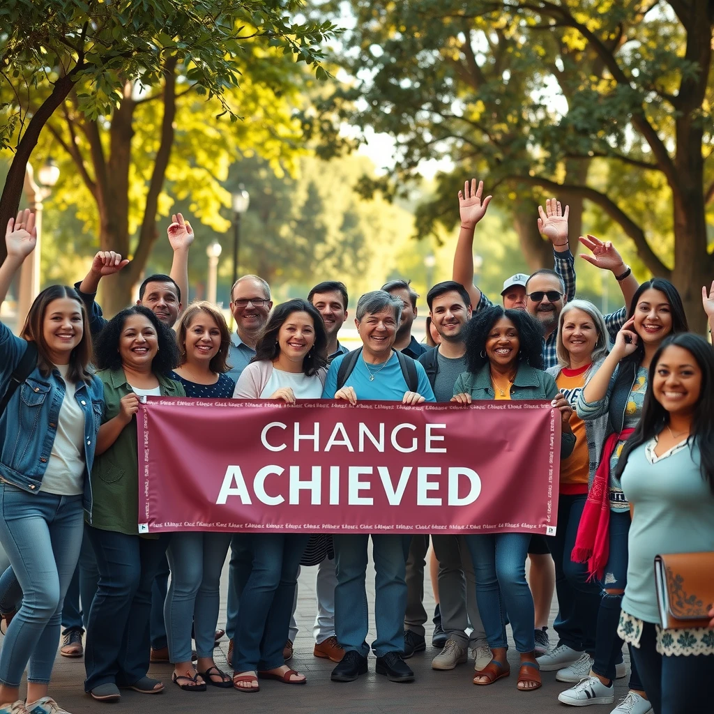 Community celebrating advocacy success