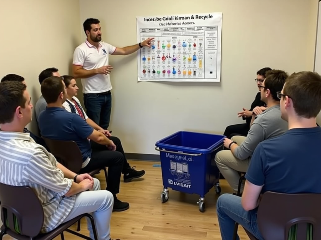 Volunteers learning recycling skills