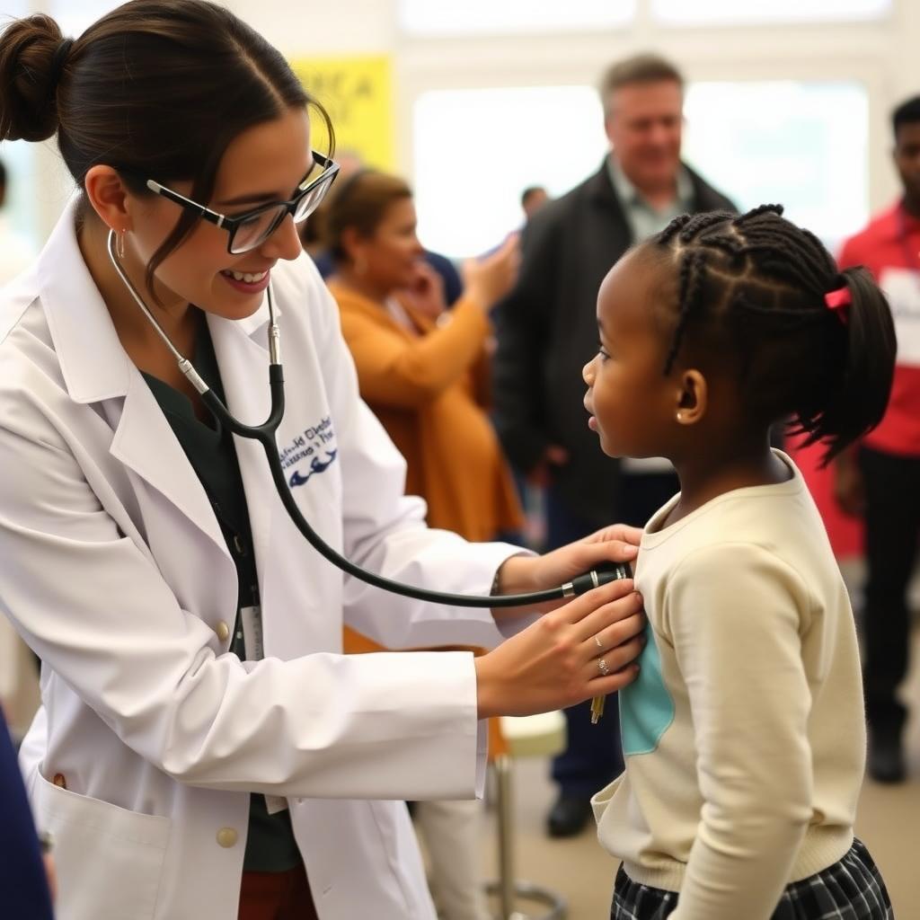 Student volunteering at clinic.