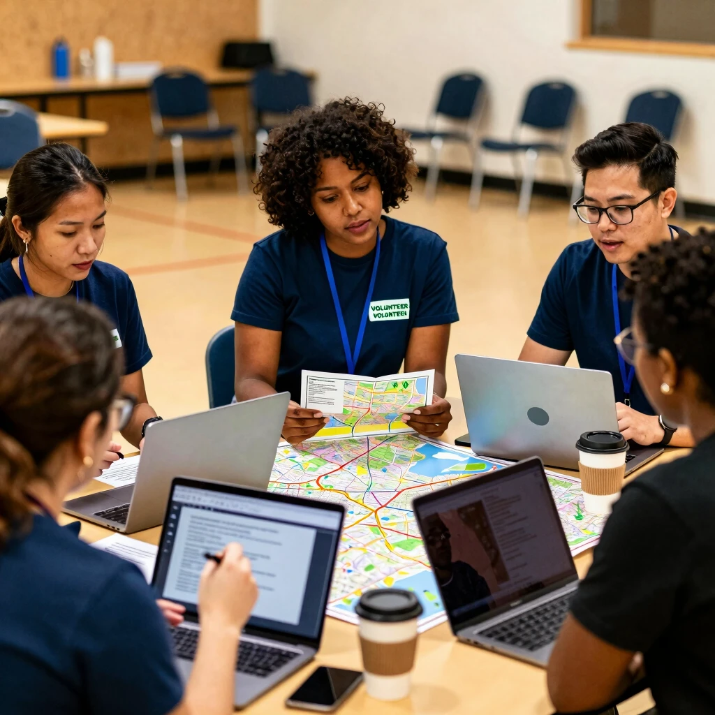 Volunteers planning a social change campaign together