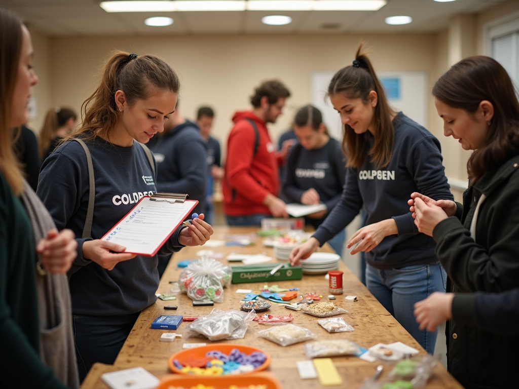 Volunteers organizing a fundraising event
