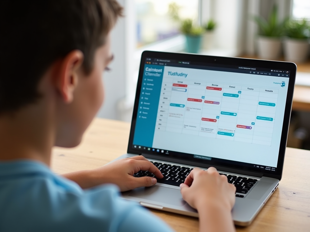 Student scheduling tasks on a digital calendar.