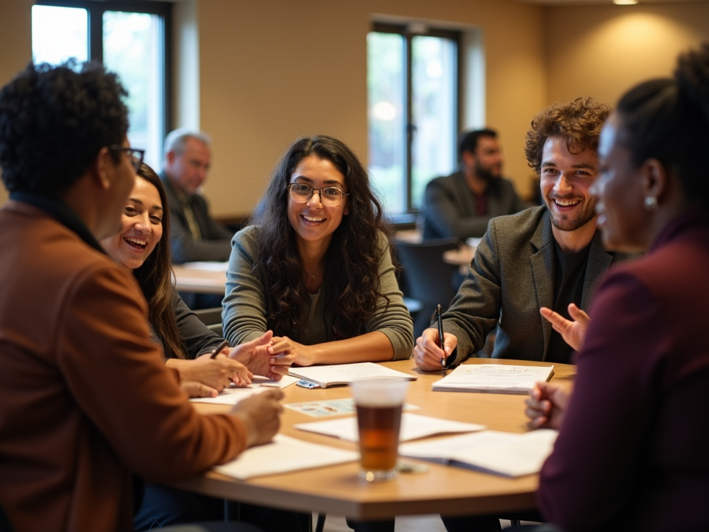 Group of advocates planning a campaign, emphasizing teamwork and community involvement.