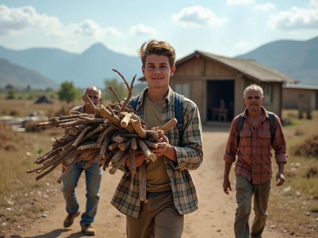 College student volunteering abroad with locals