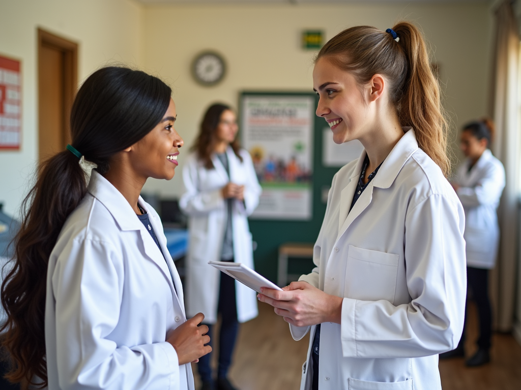 Nursing students providing health services in a community setting.