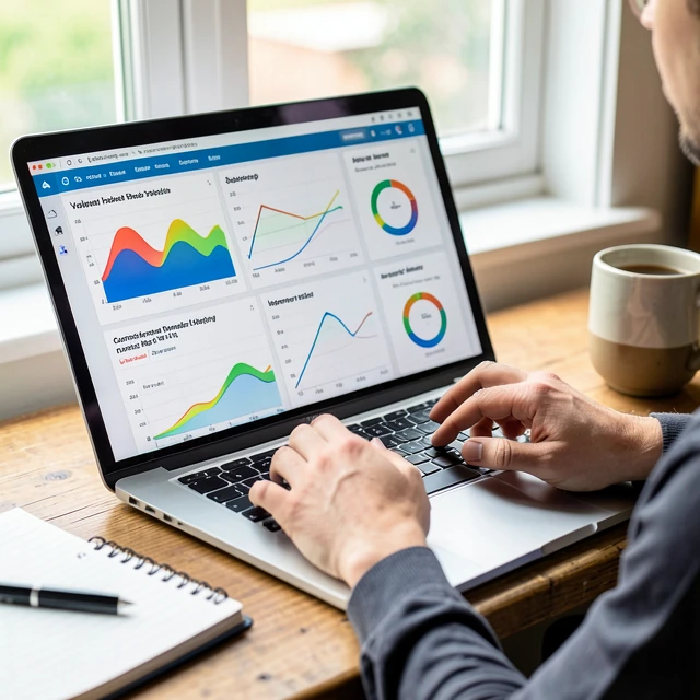 Professional reviewing community service impact data and charts