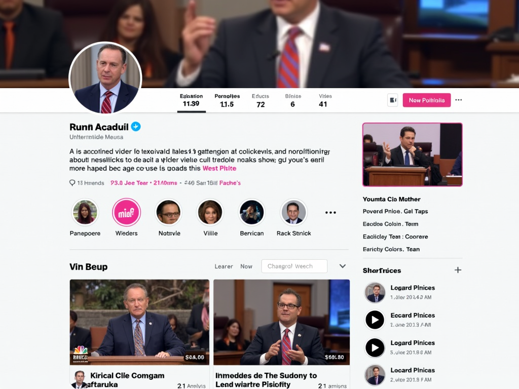 A screenshot of a politician's TikTok profile with videos and engagement metrics.