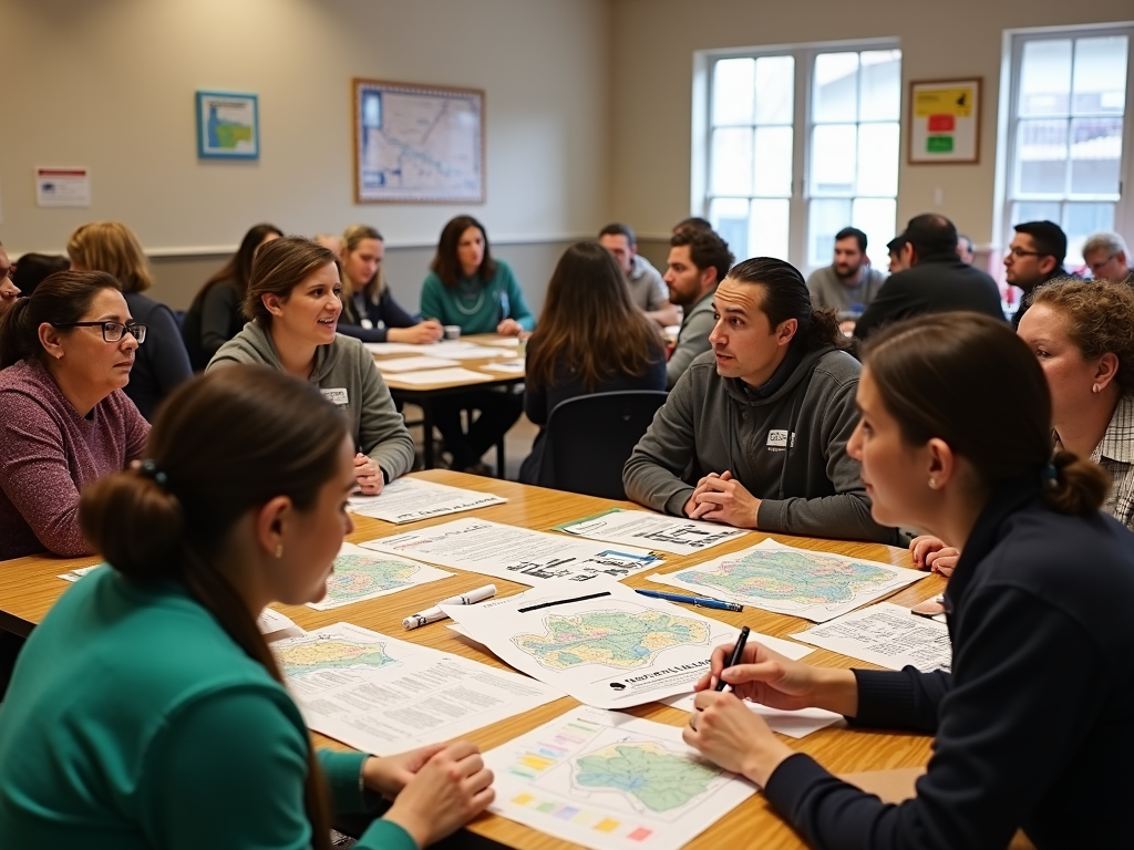 Grassroots volunteers strategizing for a political campaign