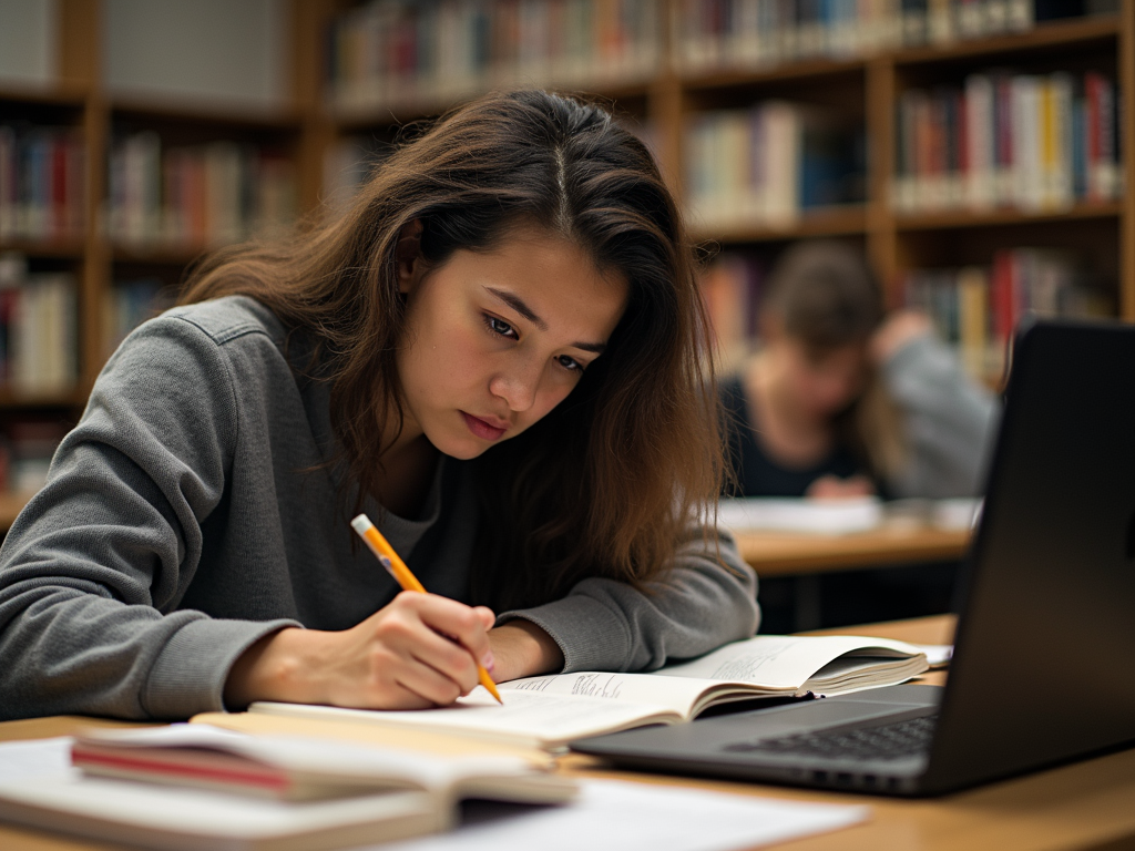 Stanford student reflecting on service learning through journaling.
