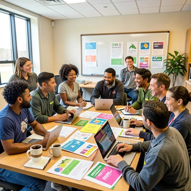 Diverse volunteers working together in a community advocacy program