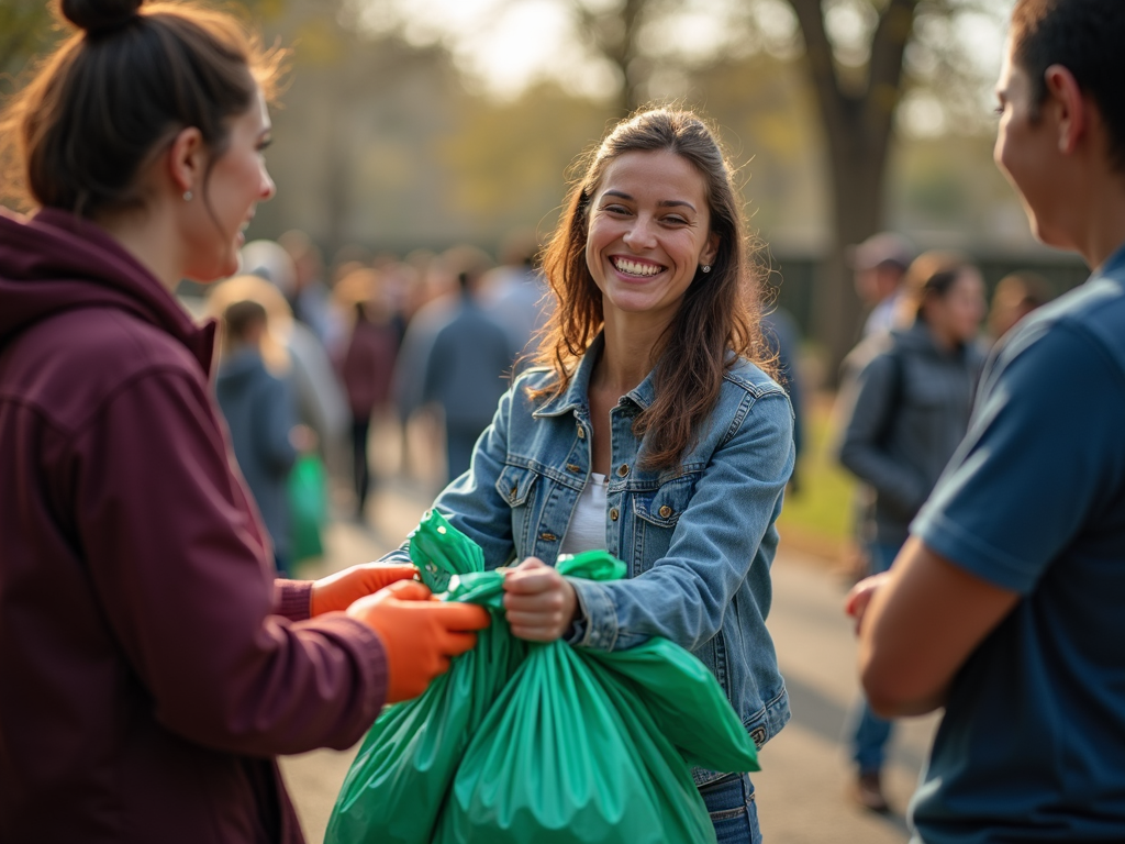 Volunteer distributing supplies
