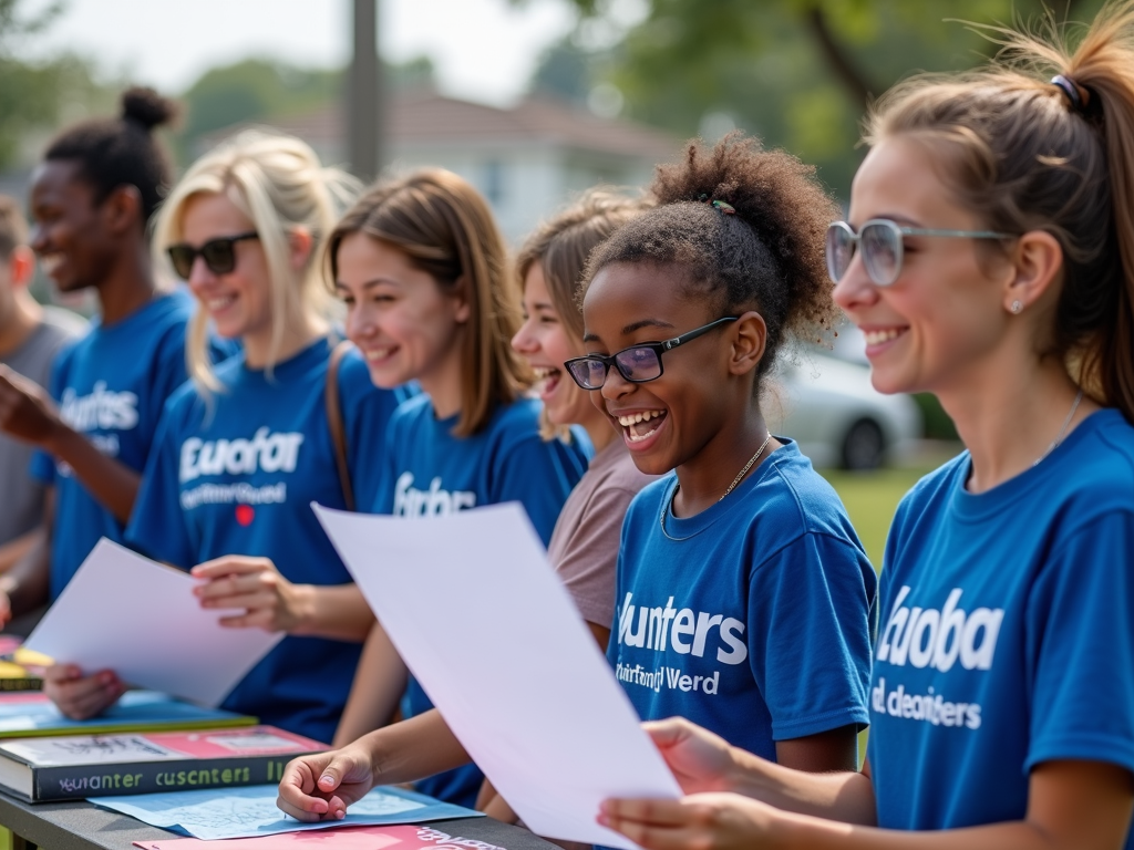 Volunteers collaborating at a campaign event