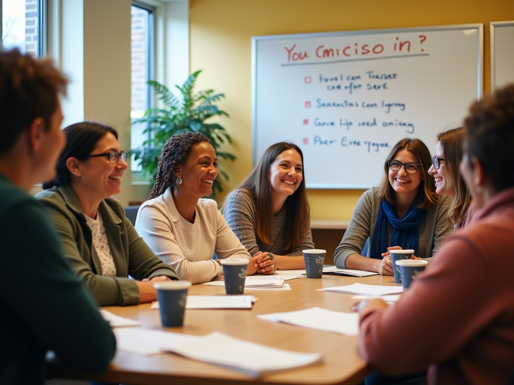 Volunteers at a training session