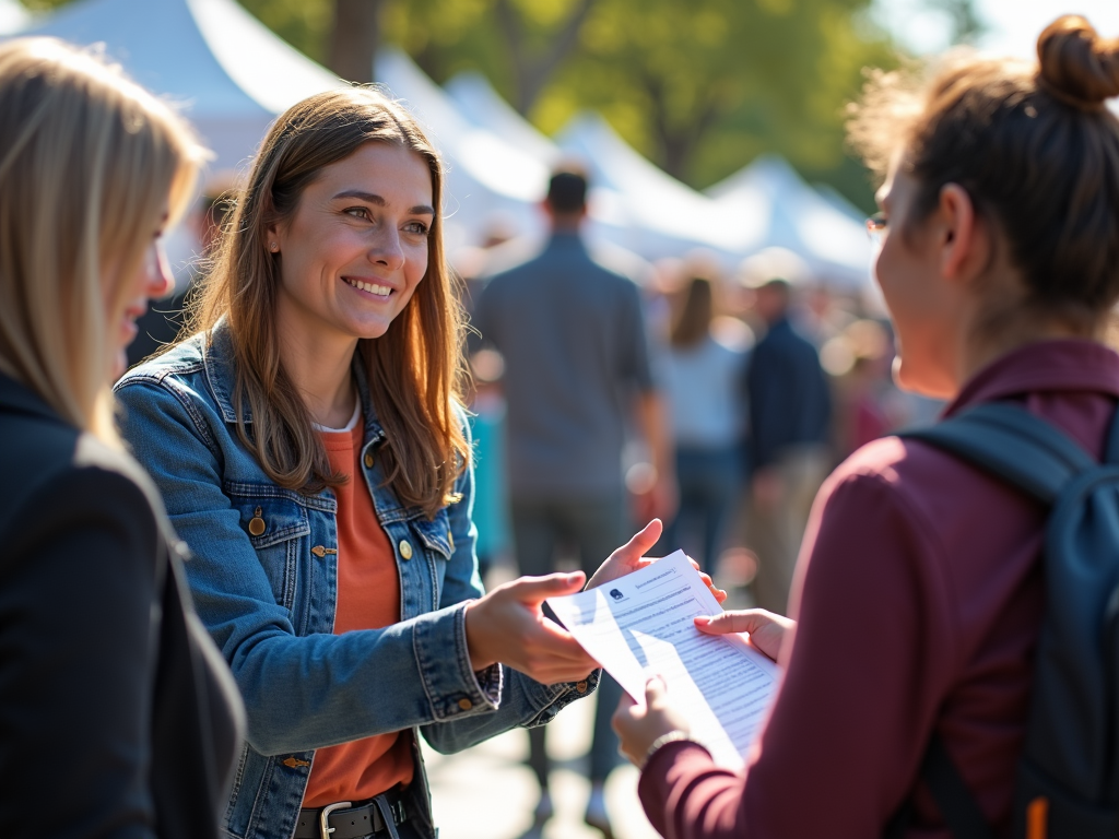 Volunteer distributing flyers