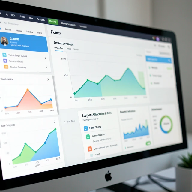 Nonprofit financial management dashboard with growth metrics