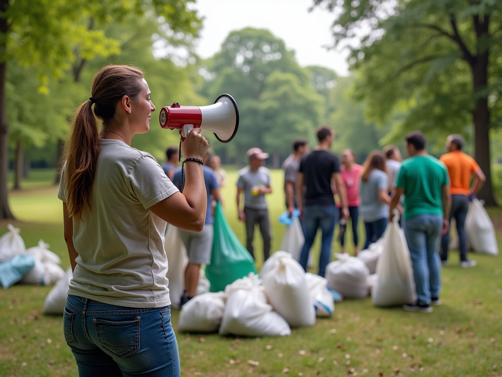 Volunteer leader guiding cleanup