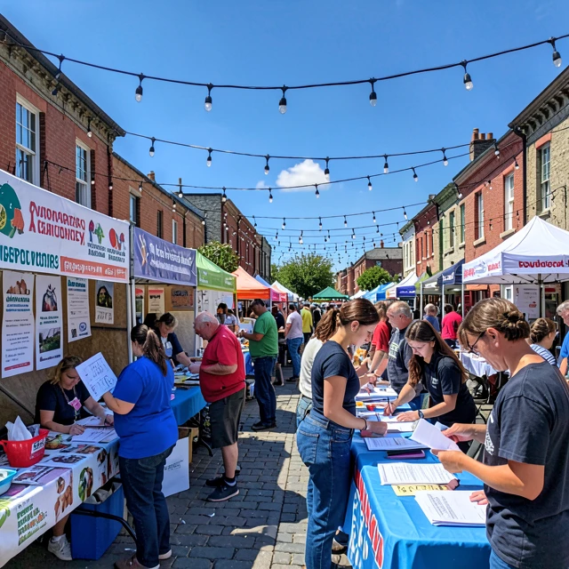 Community volunteer fair with diverse opportunities