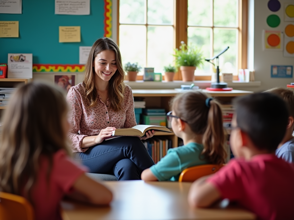 Volunteer reading to students