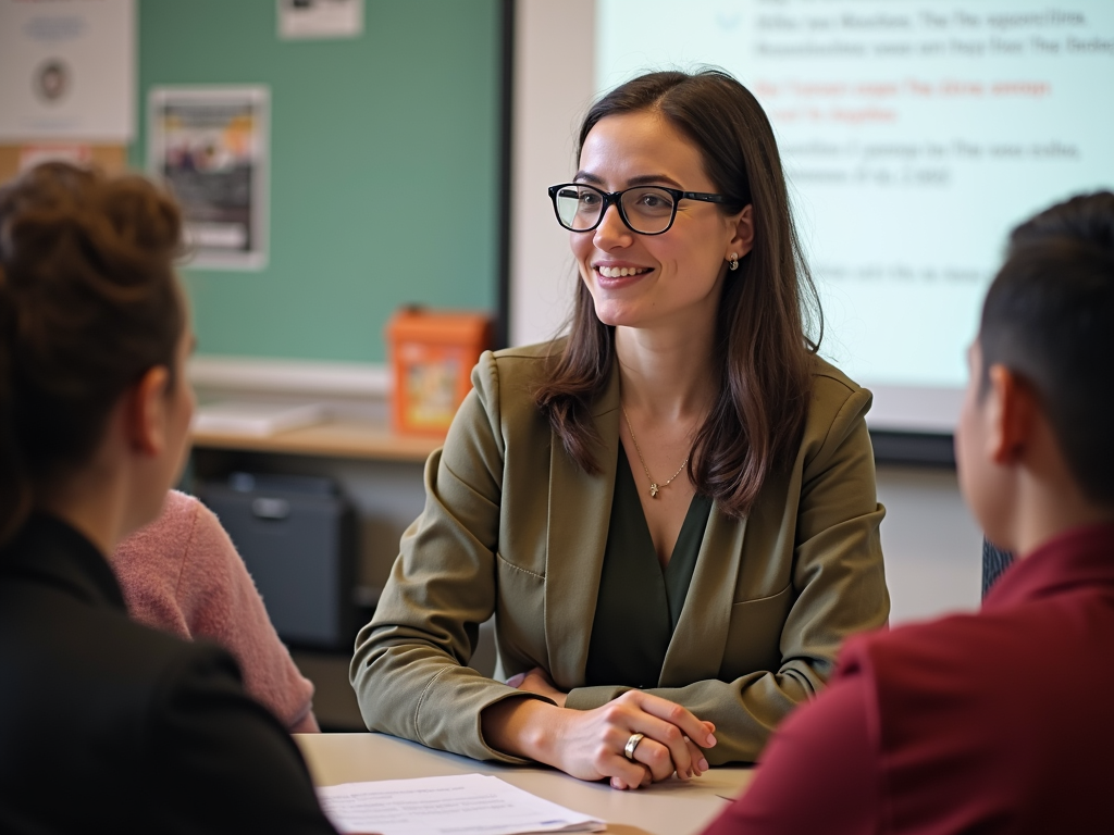 Teacher discussing civic engagement with students