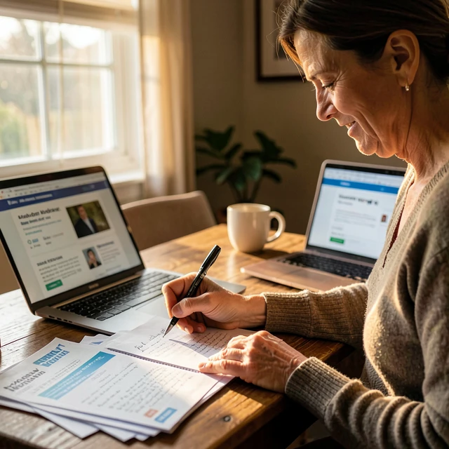A dedicated volunteer crafting an advocacy letter from home