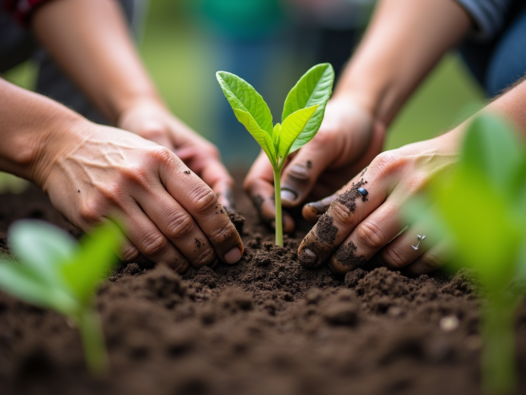 Volunteers planting seedlings