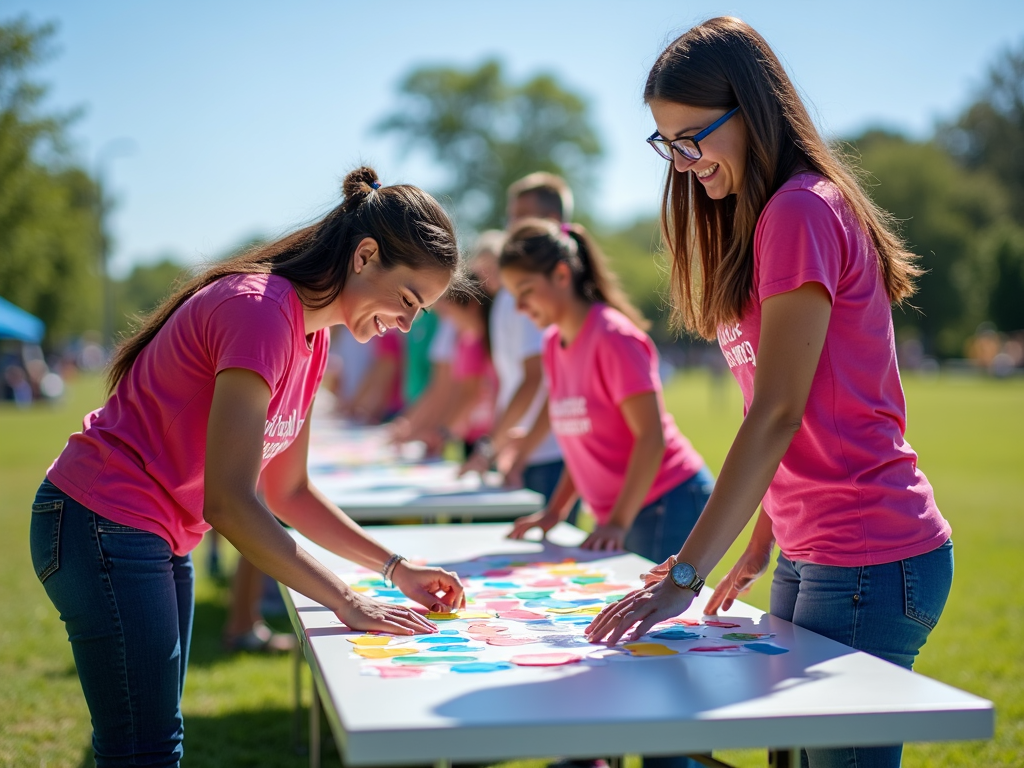 Volunteers preparing for a fundraising event