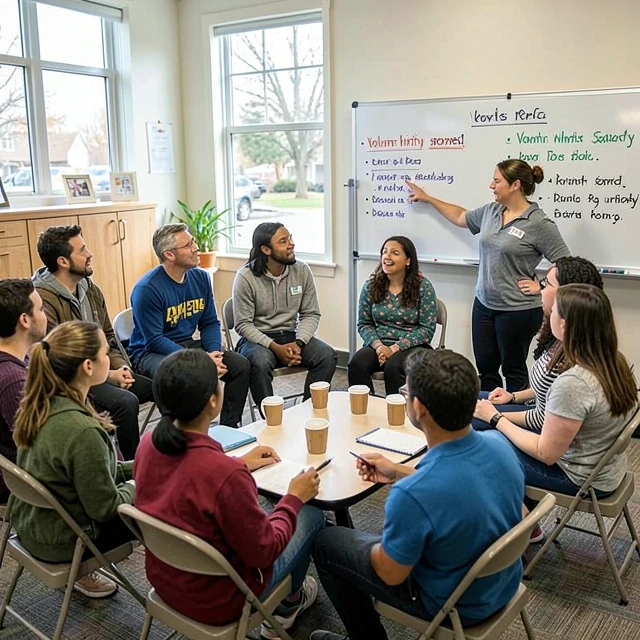 Group of volunteers attending an orientation workshop