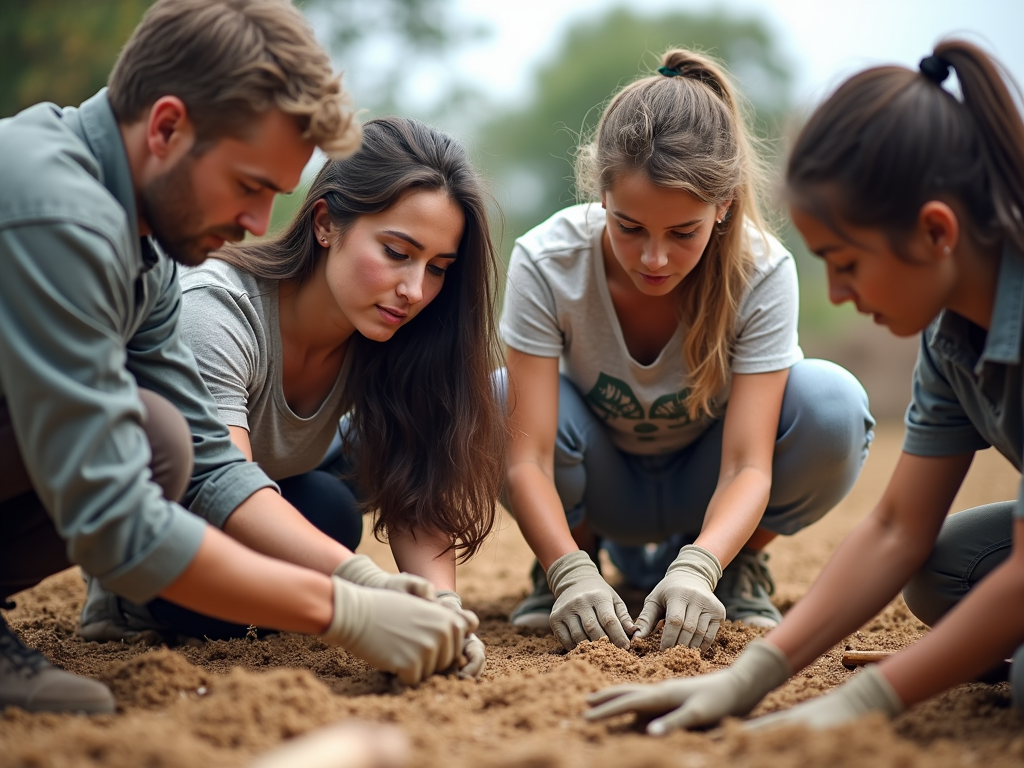Volunteers working together on a community project