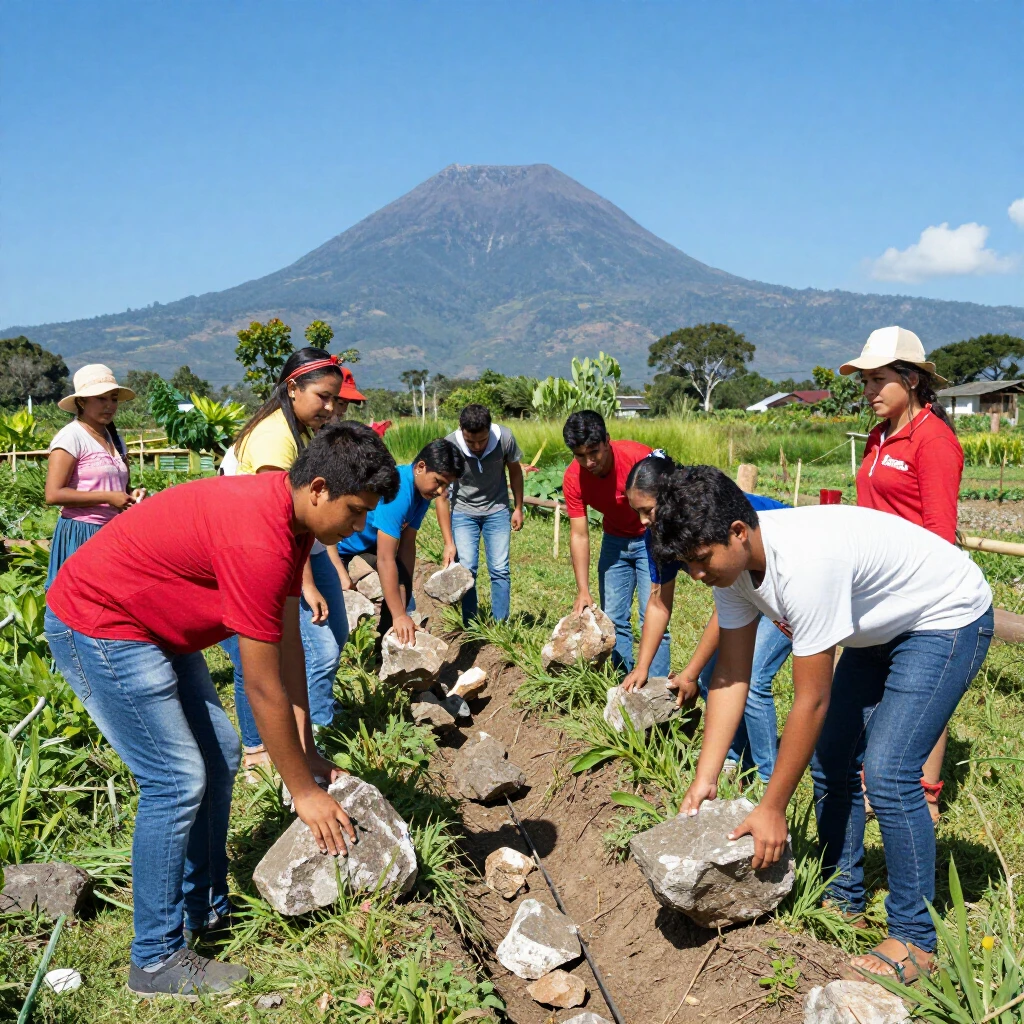 Students assisting farmers in Guatemala during service learning