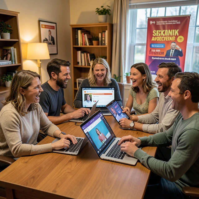 Volunteers engaging in a virtual advocacy meeting using video technology