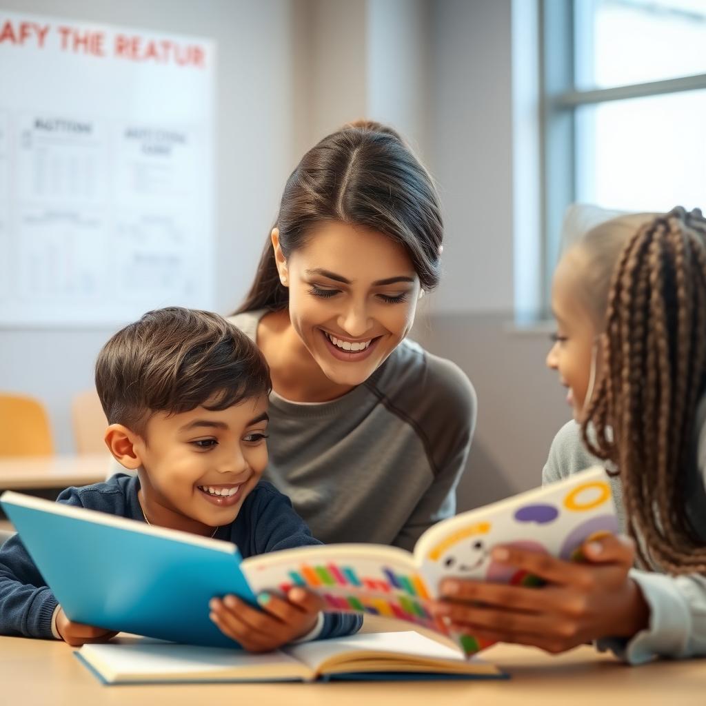 College student tutoring a young child.
