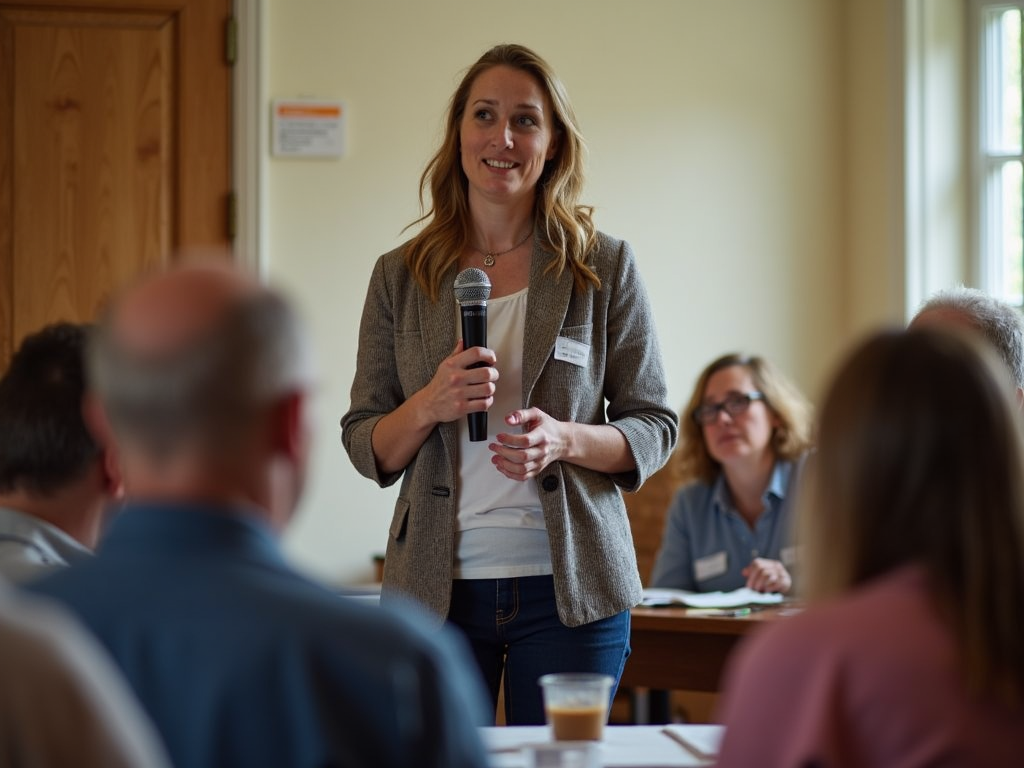 Volunteer speaking at an event