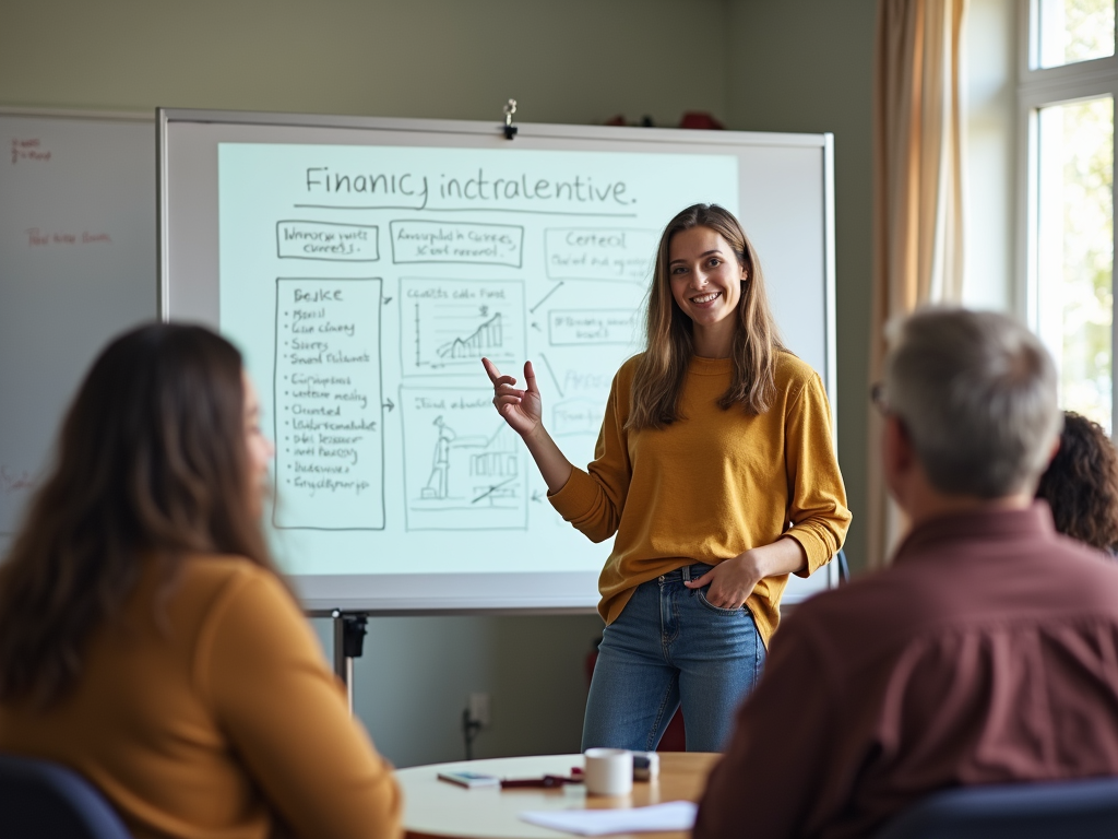 Student leading a workshop for community members