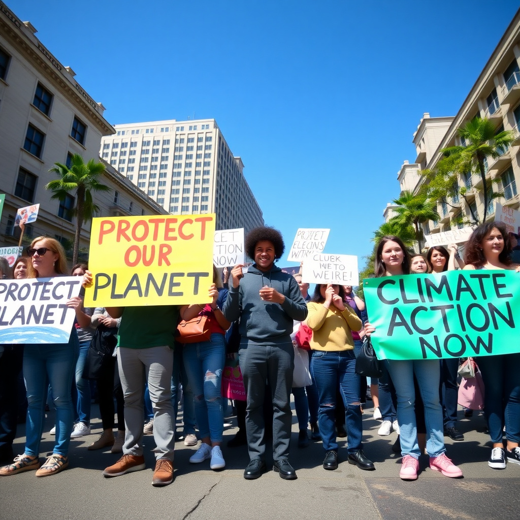 Advocacy volunteers participating in a climate action rally